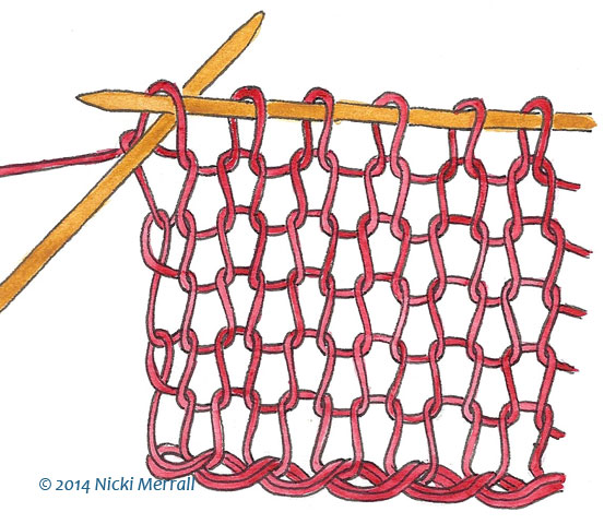 Back leg leading, needle through back of stitch, LH