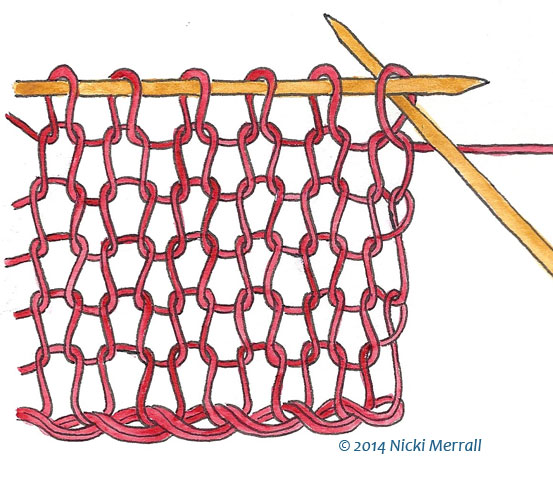 Front leg leading, needle through back of stitch, RH