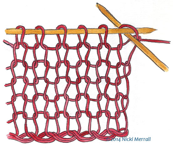 Front leg leading, needle through front of stitch, RH