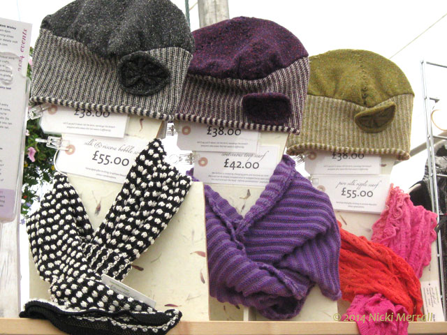 Display of hats and mittens designed by Susan Holton