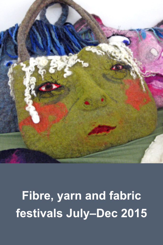 Green felted bag with a face