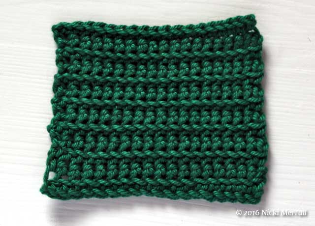 Sample of double crochet worked through back loops