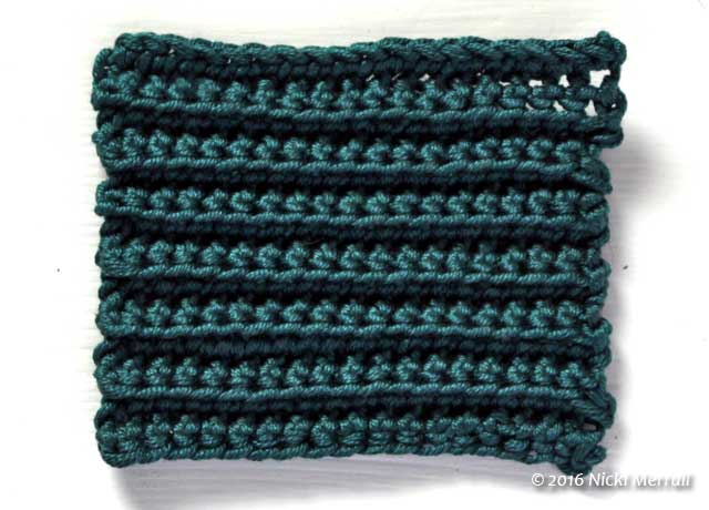 Sample of double crochet worked through front loops