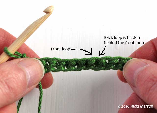 Top of crochet stitches from wrong side