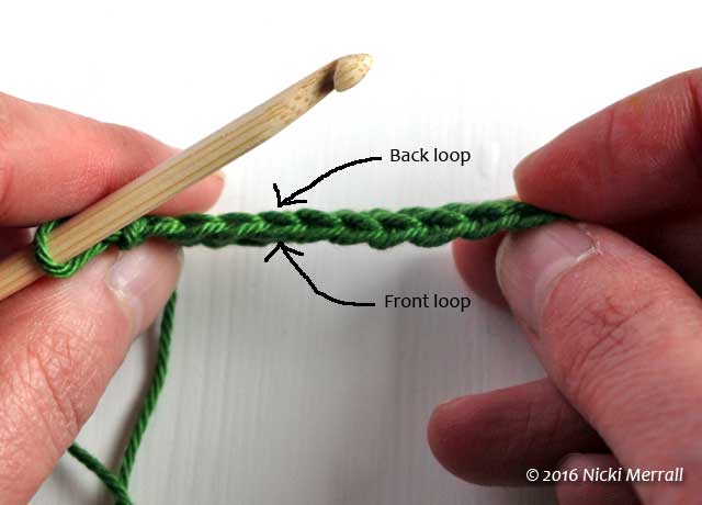 Top of crochet stitches from wrong side