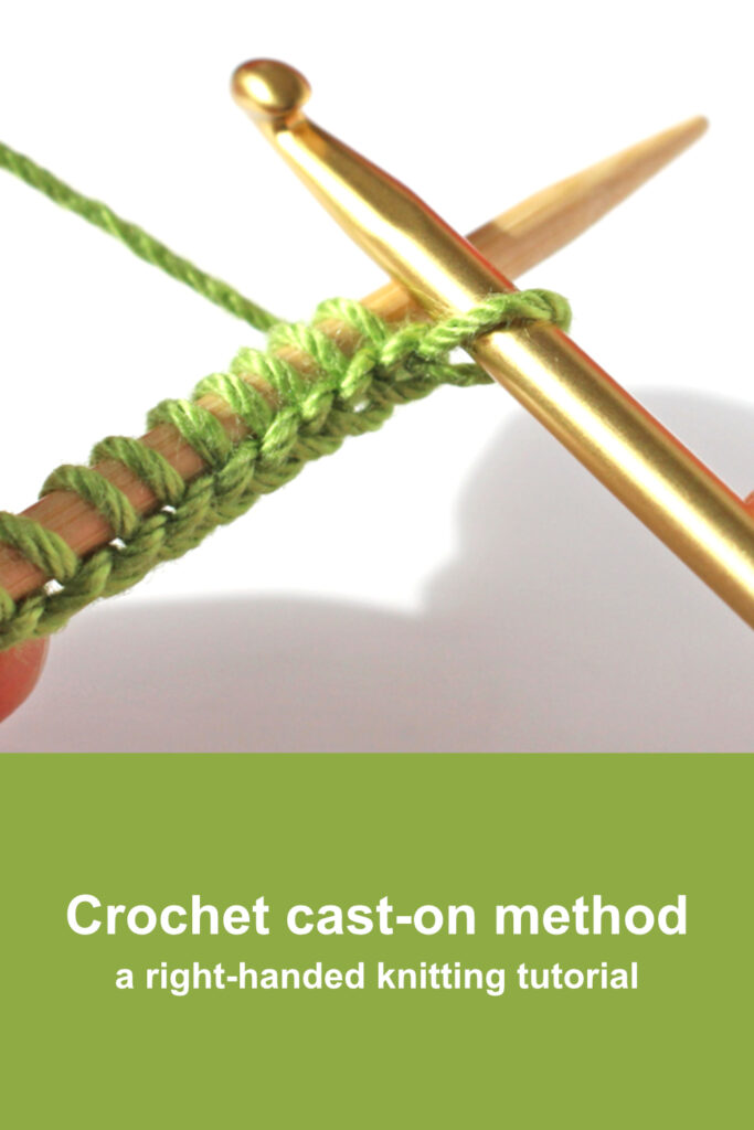 Start crochet cast-on with hook in dominant hand and knitting needle in non-dominant hand
