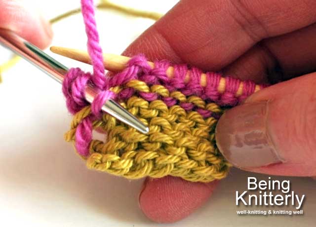 Step 5: Pick up first purl bump