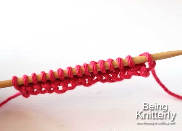 Step 10: Cast-on stitches and two rows of stocking stitch