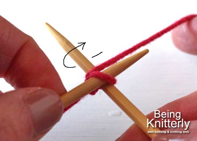 Step 2: Move yarn clockwise round right-hand needle