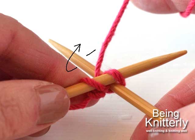 Step 7: Move yarn clockwise round right-hand needle