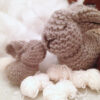 Knit bunnies from a garter stitch square