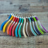 Addi Swing crochet hooks have ergonomic handles colour-coded for size