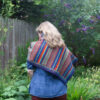 Colourful asymmetric triangular shawl with brioche stitch border